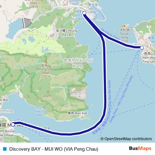 Discovery BAY - MUI WO (VIA Peng Chau) ferry Line Map