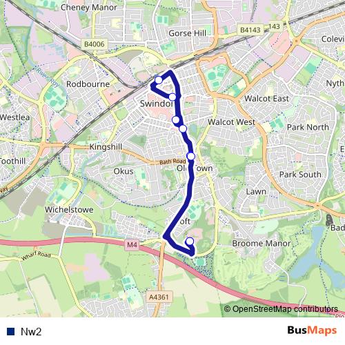 Nw2 bus Line Map