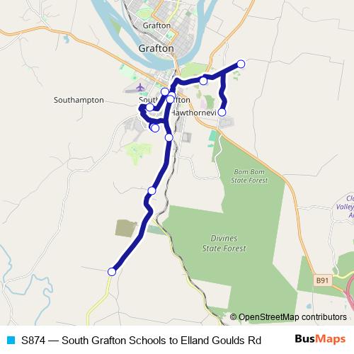 S874 bus Line Map