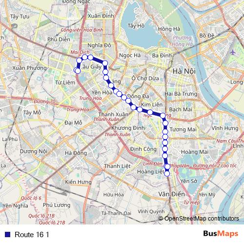 Route 16 1 bus Line Map