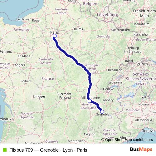 Flixbus 709 bus Line Map
