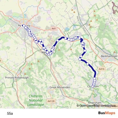 55a bus Line Map