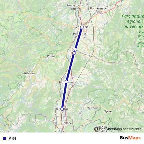 K34 bus Line Map
