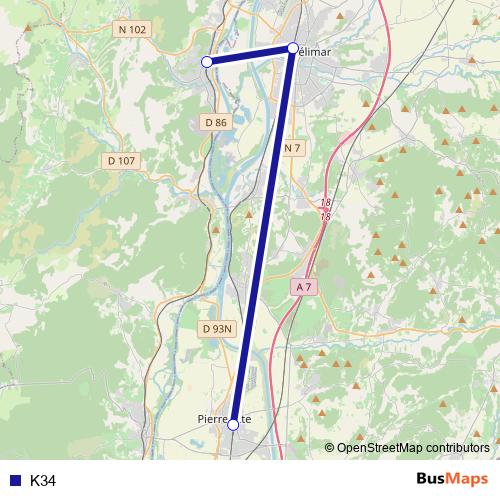 K34 bus Line Map
