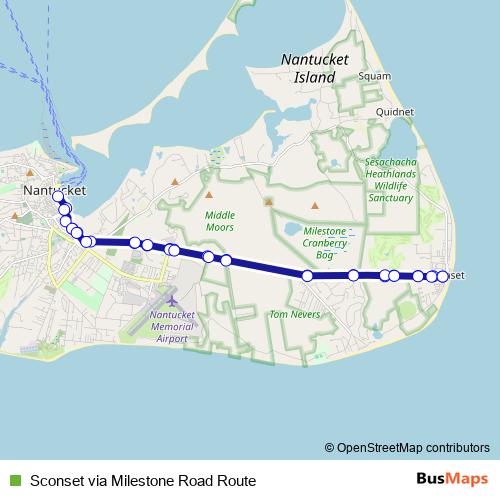 Sconset via Milestone Road Route bus Line Map