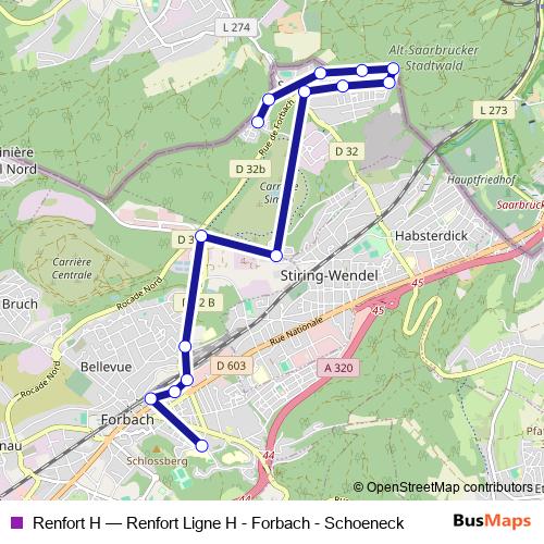Renfort H bus Line Map