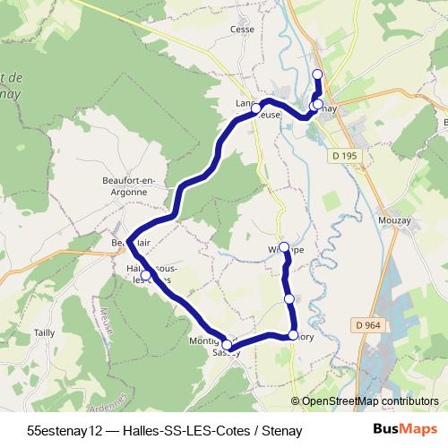 55estenay12 bus Line Map