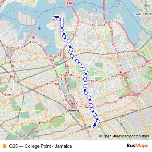 Q25 bus Line Map