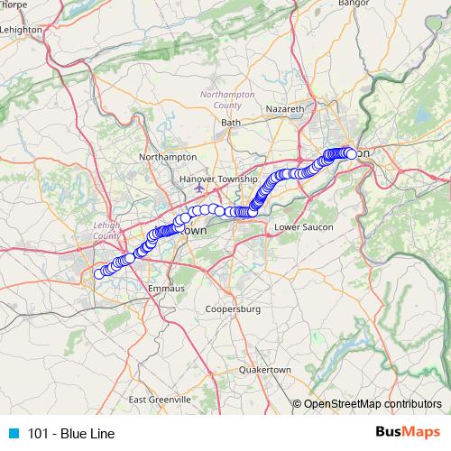 101 - Blue Line bus Line Map