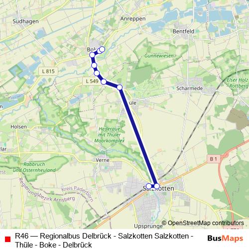 R46 bus Line Map