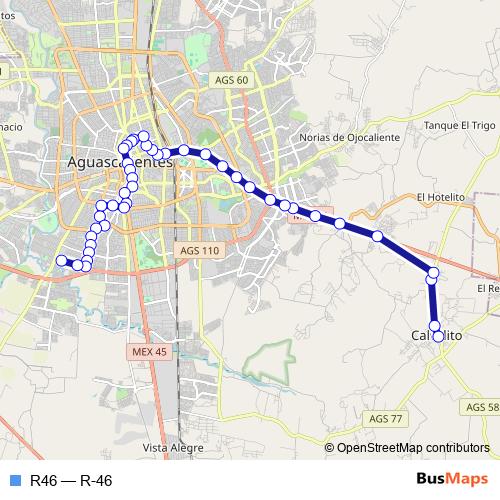 R46 bus Line Map
