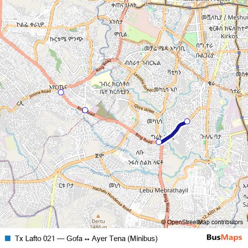 Tx Lafto 021 bus Line Map