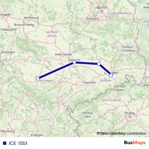 ICE 1553 rail Line Map