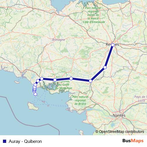 Auray - Quiberon rail Line Map