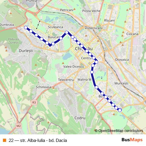 22 trolleybus Line Map