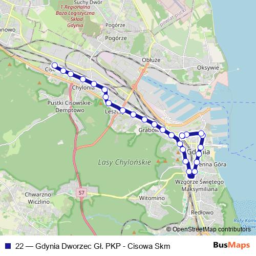 22 trolleybus Line Map