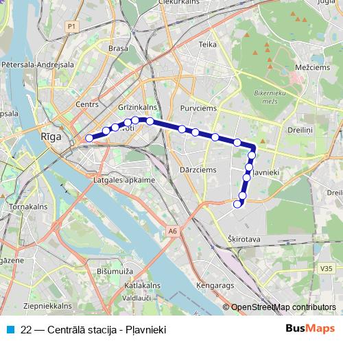 22 trolleybus Line Map