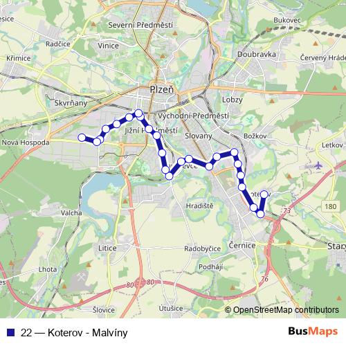 22 trolleybus Line Map