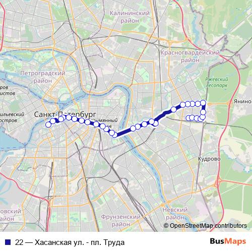 22 trolleybus Line Map