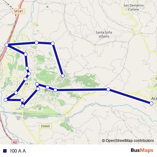 100 A A bus Line Map