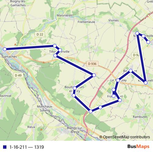 1-16-211 bus Line Map
