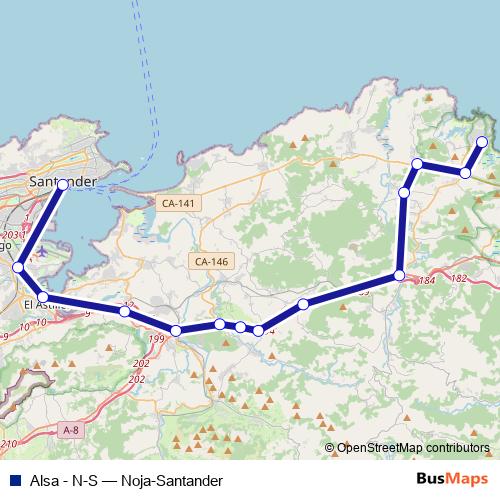 Alsa - N-S bus Line Map
