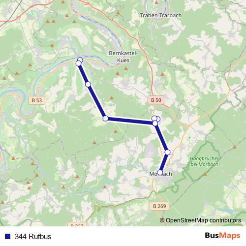 344 Rufbus bus Line Map