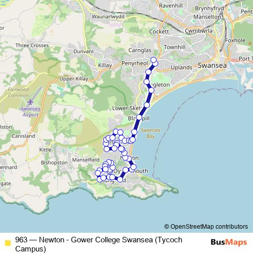 963 bus Line Map