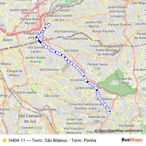 N404-11 bus Line Map