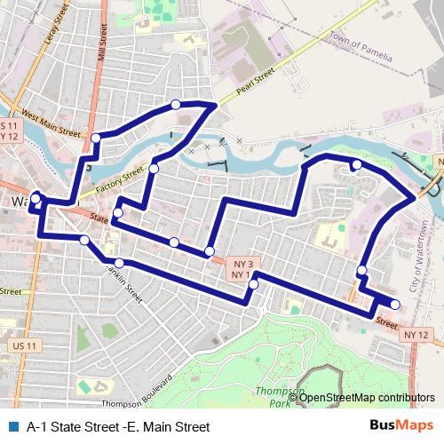 A-1 State Street -E. Main Street bus Line Map