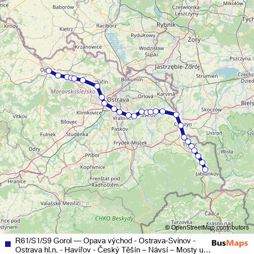 R61/S1/S9 Gorol rail Line Map