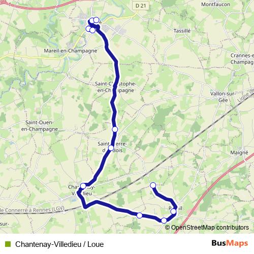 Chantenay-Villedieu / Loue bus Line Map