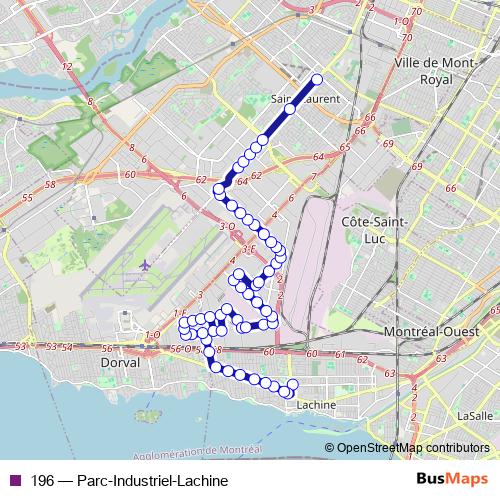 196 bus Line Map