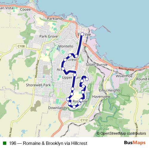 196 bus Line Map