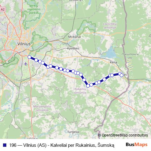 196 bus Line Map