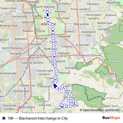 196 bus Line Map