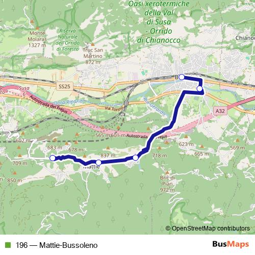 196 bus Line Map