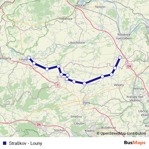 Straškov - Louny rail Line Map