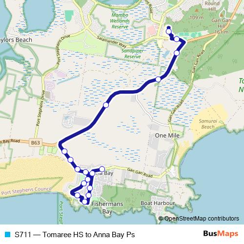 S711 bus Line Map