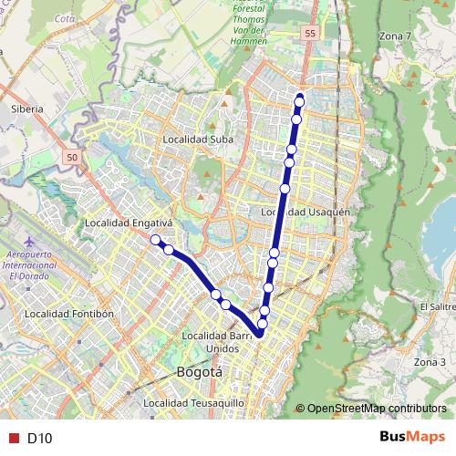 D10 bus Line Map