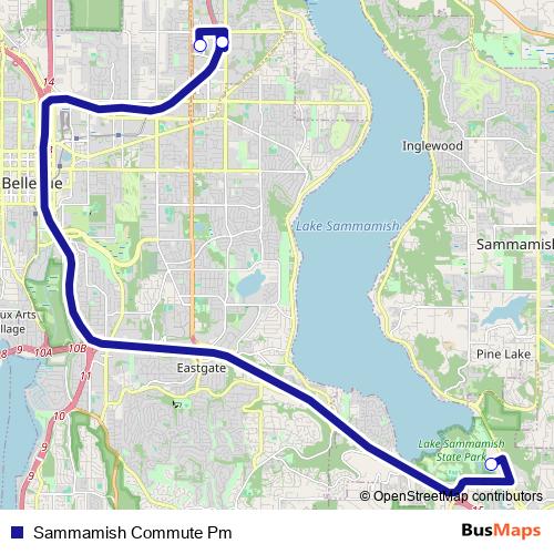 Sammamish Commute Pm bus Line Map