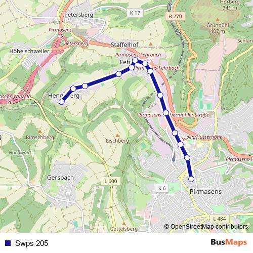 Swps 205 bus Line Map