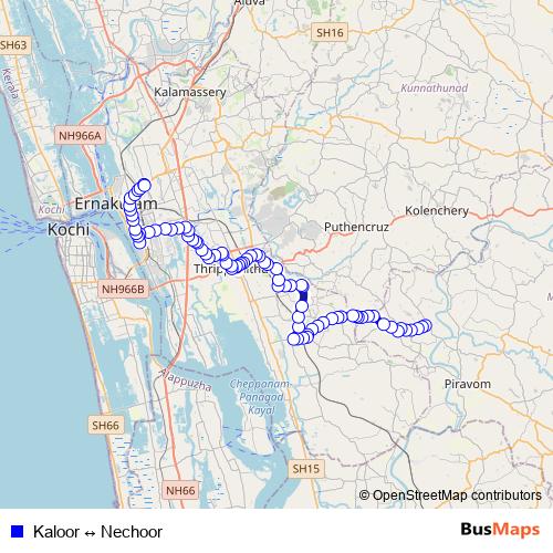Kaloor ↔ Nechoor bus Line Map