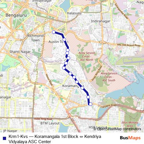 Krm1-Kvs bus Line Map