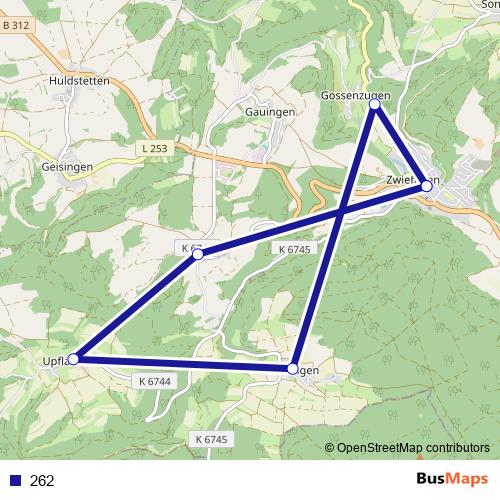 262 bus Line Map