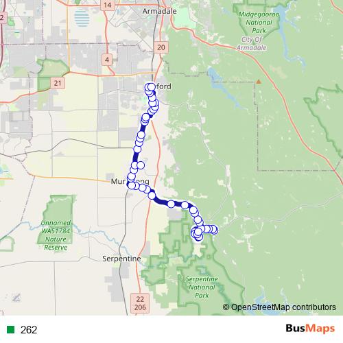 262 bus Line Map