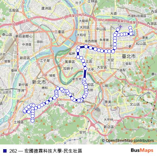 262 bus Line Map
