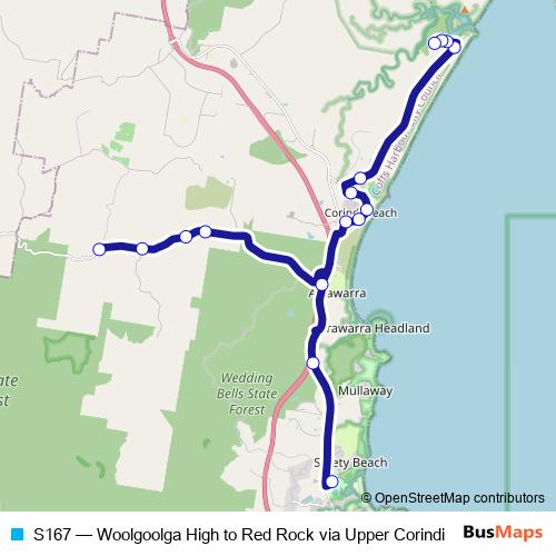 S167 bus Line Map
