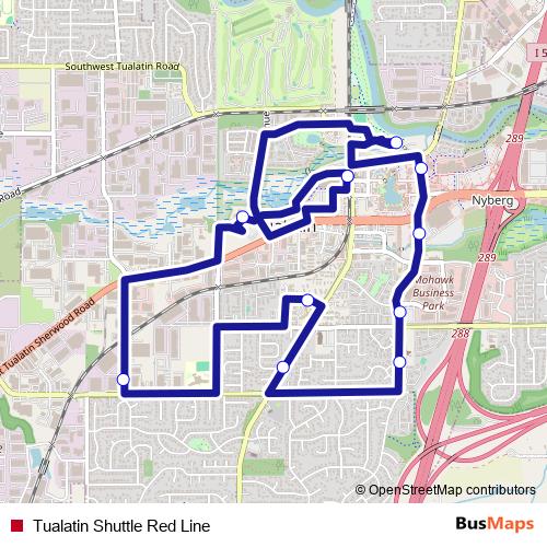 Tualatin Shuttle Red Line bus Line Map
