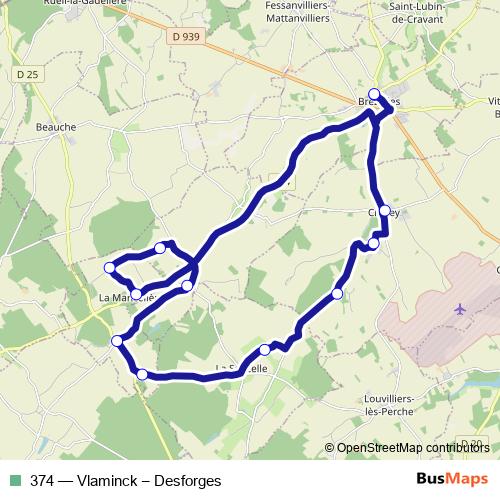 374 bus Line Map